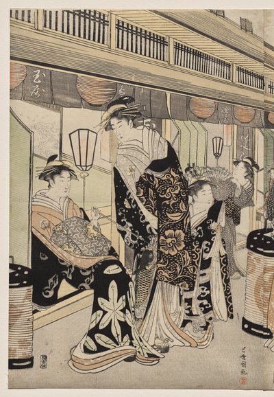 Cortigiane che passeggiano sul Nakanochō da Utagawa Toyokuni