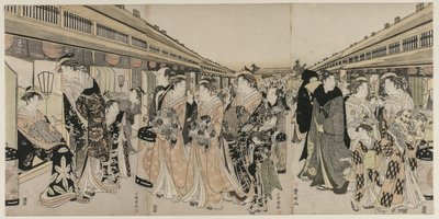 Cortigiane che Passeggiano sul Nakanochō da Utagawa Toyokuni