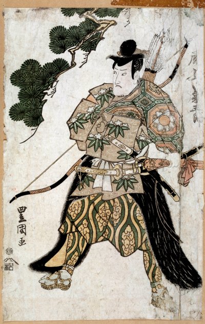 Stampa giapponese: Ritratto di un samurai. Dipinto di Toyokuni Utagawa da Utagawa Toyokuni