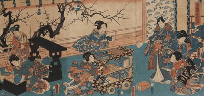 Preparativi per la lettura di poesie primaverili da Utagawa Toyokuni