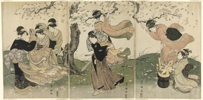 Una giornata ventosa sotto i ciliegi da Utagawa Toyokuni I