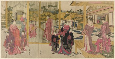 Cortigiane del Chojiya e i loro attendenti che giocano a kemari da Utagawa Toyokuni I