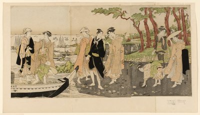 Raccolta di conchiglie con la bassa marea da Utagawa Toyokuni I