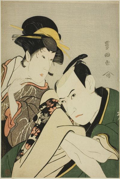 Ichikawa Yaozo III nel ruolo di Takebe Genzo e Iwai Kiyotaro nel ruolo di Tonami da Utagawa Toyokuni I