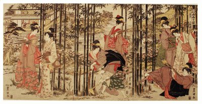 Il quinto mese, un set di tre, dalla serie "Dodici mesi dei due pennelli di Toyohiro e Toyokuni" da Utagawa Toyokuni I