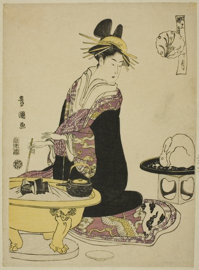Il decimo mese (Ju gatsu), dalla serie "Dodici mesi alla moda (Furyu junikagetsu)" da Utagawa Toyokuni I