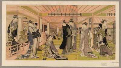Il salotto di un bordello nel quartiere dei piaceri da Utagawa Toyokuni I