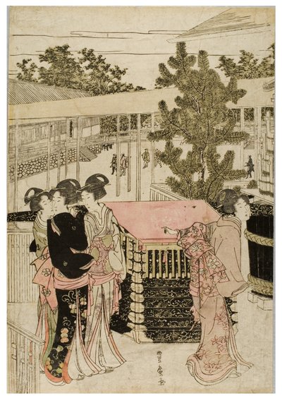 Pellegrinaggio di Capodanno a Myohoji in Horinouchi, Edo, c.1804-1810 (xilografia su carta) da Utagawa and Toyokuni Utagawa Toyohiro