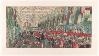 Una fiorente casa commerciale inglese a Yokohama da Utagawa Yoshiiku