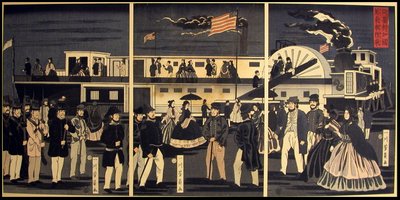 Viaggio in treno a vapore americano da Utagawa Yoshikazu