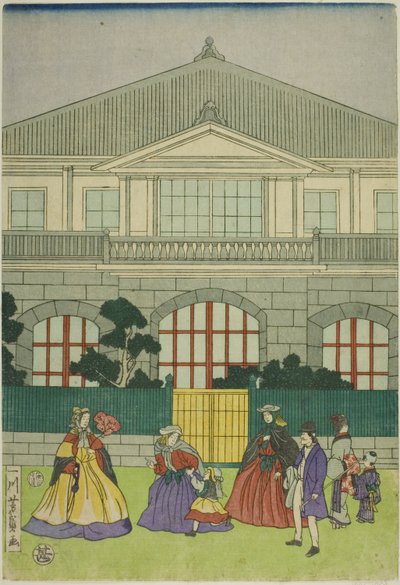 Residenza del mercante francese al porto di Yokohama da Utagawa Yoshikazu