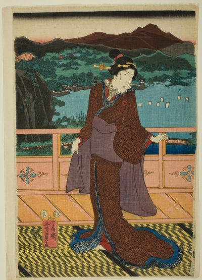 Le otto vedute del lago Biwa di sera (Omi Hakkei Moku) da Utagawa Yoshikazu