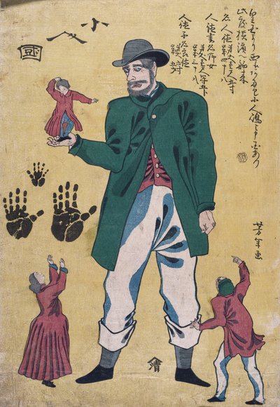 Un gigante con nani da Utagawa Yoshitora