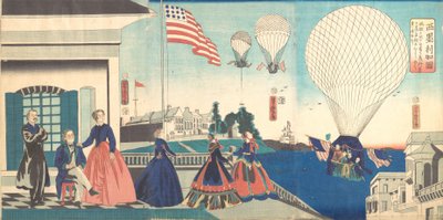 “America”: Godendo delle mongolfiere da Utagawa Yoshitora