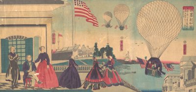 Ascensione del Pallone Americano Amerikakoku da Utagawa Yoshitora