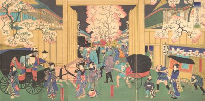 Ciliegi di notte a New Shimabara da Utagawa Yoshitora