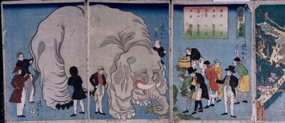 Stranieri con un elefante da Utagawa Yoshitora