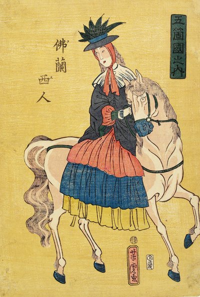 Signora francese a cavallo da Utagawa Yoshitora