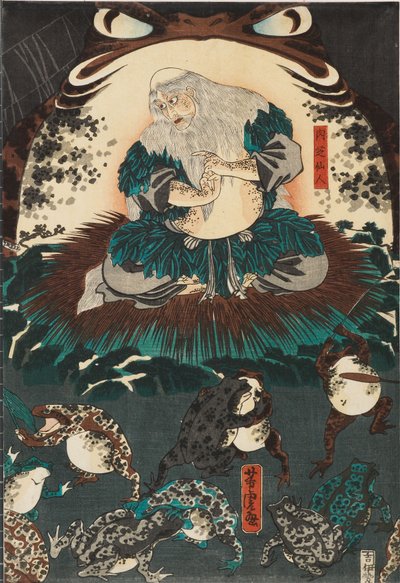 Nikushi lo Spirito della Rana evoca una battaglia magica di rane a Tateyama nella provincia di Etchū da Utagawa Yoshitora