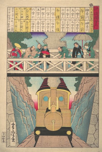 Guida del viaggiatore solitario alla ferrovia da Utagawa Yoshitora