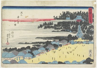 Veduta del tempio Hongan-ji a Ikegami da Utagawa Yoshitora