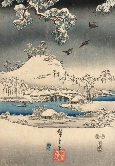 Stampa Ukiyo-e dal Racconto di Genji di Kunisada e Hiroshige da Utagawa and Hiroshige  Kunisada