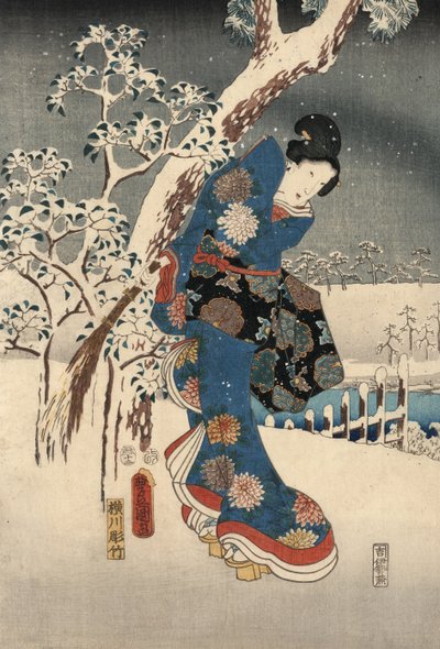 Stampa Ukiyo-e dal Racconto di Genji di Kunisada e Hiroshige da Utagawa and Hiroshige  Kunisada