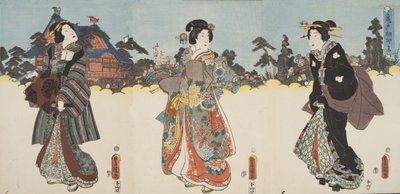 Scena dal Genji monogatari (Racconto di Genji) di Murasaki Shibuku (n. 978) c. 1860 da Utagawa and Toyokuni Kuniyoshi