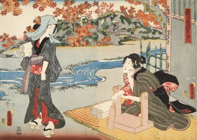 Scena dal Genji monogatari (Racconto di Genji) di Murasaki Shibuku (n. 978) c. 1860 da Utagawa and Toyokuni Kuniyoshi