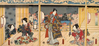 Scena dal Genji monogatari (Racconto di Genji) di Murasaki Shibuku (n. 978) c. 1860 da Utagawa and Toyokuni Kuniyoshi