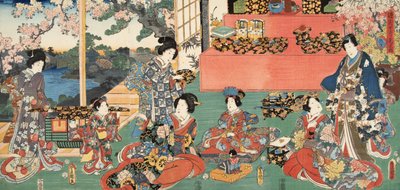 Scena dal Genji monogatari (Racconto di Genji) di Murasaki Shibuku (n. 978) c. 1860 da Utagawa and Toyokuni Kuniyoshi