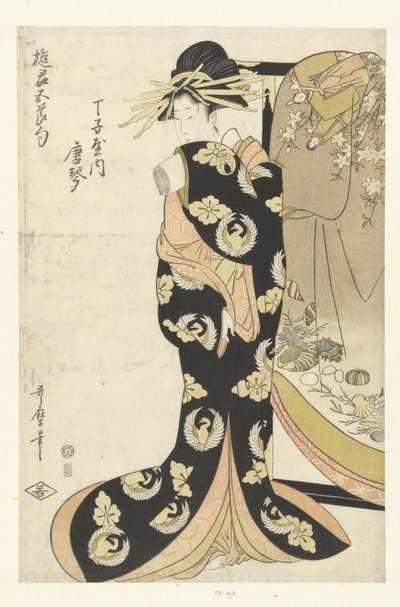 Cortigiana Karagoto della casa Chojiya da Utamaro (II) , Kitagawa (attributed to)