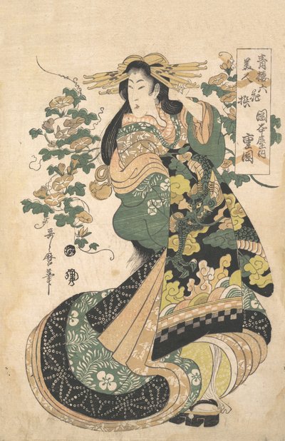 Una cortigiana con convolvoli sullo sfondo da Utamaro II