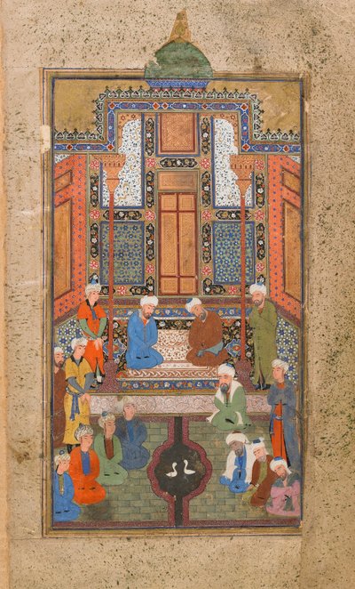 Scena di palazzo in un Tuhfat al-Ahrar (Dono dei liberi) Bukhara, Uzbekistan, periodo Uzbek, c.1540 da Uzbek School