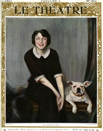 Yvonne De Bray, ritratto con cane da V. (after) Puig