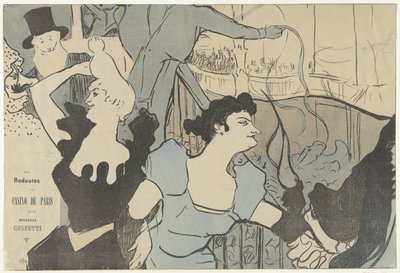 Manifesto che annuncia un ballo in maschera al Casinò di Parigi con ritratti di Cha-u-kao e Yvette Guilbert Les Redoutes du Casino de Paris da V. Michel