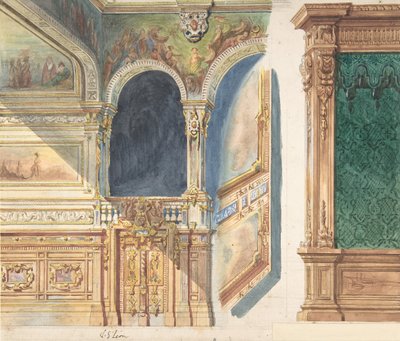 Progetto per un interno, possibilmente un teatro, ca. 1860-80 da V. S. Léon
