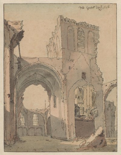 La rovina della Grote Kerk a Grave da Valentijn Klotz (attributed to)
