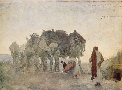 Il servo di Abramo trova una sposa per Isacco, Rebecca da Valentin Aleksandrovich Serov
