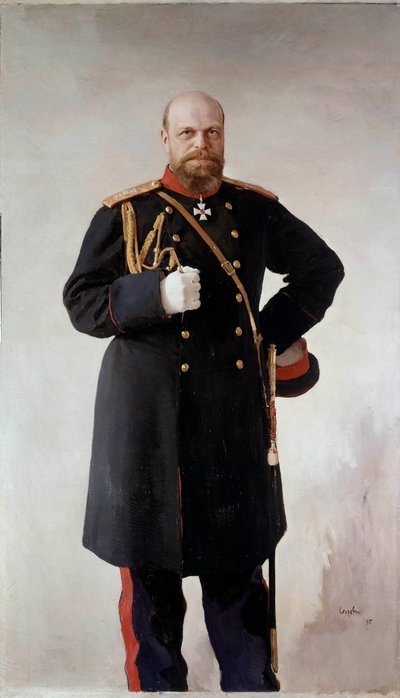 Ritratto a figura intera di Alessandro III (1845-1895), imperatore di Russia (dettaglio) da Valentin Aleksandrovich Serov