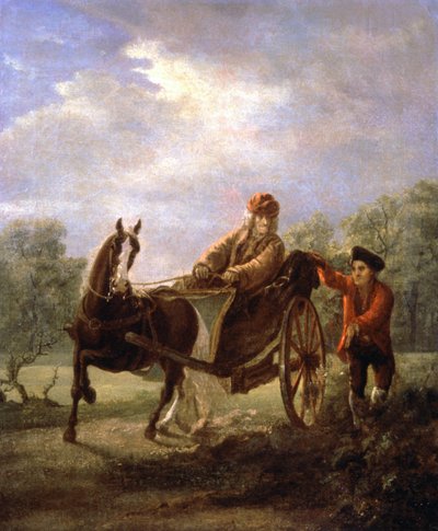 Voltaire su un carro, c. 1770-1775 da Valentin Aleksandrovich Serov