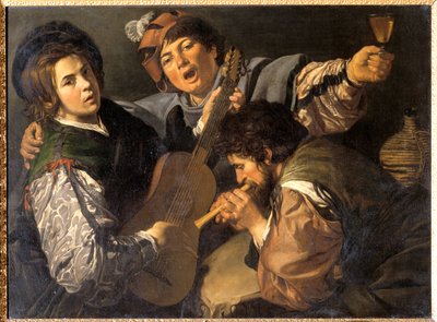 Tre uomini che fanno musica, c.1616 da Valentin de Boulogne