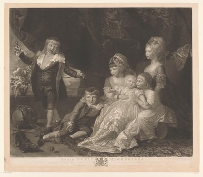 Ritratto dei sei figli di Giorgio III e Charlotte di Mecklenburg-Strelitz (Loro Altezze Reali) da Valentine Green