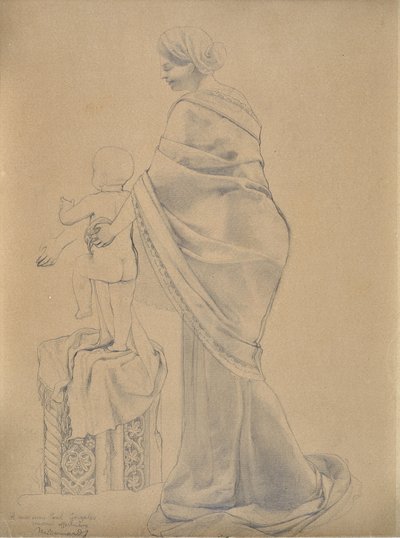 Donna e bambino (disegno) da Valère Bernard