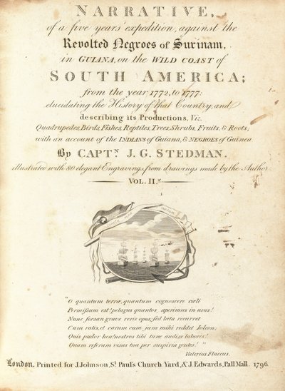 Narrativa di una Spedizione di Cinque Anni contro i Negri Rivoltosi del Suriname, in Guiana, sulla Costa Selvaggia del Sud America (volume II) da Various Artists, including William Blake, after John Gabriel Stedman