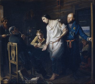 Commissario della polizia rurale che indaga, 1857 da Vasili Grigorevich Perov