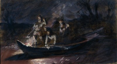 Pesca notturna con la lancia, 1870s da Vasili Grigorevich Perov