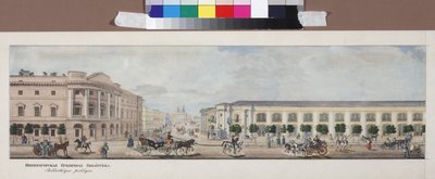 La biblioteca pubblica imperiale (panorama della Prospettiva Nevskij) da Vasili Semenovich Sadovnikov