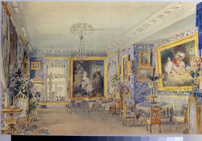 Sala di soggiorno del maniero Verki da Vasili Semenovich Sadovnikov