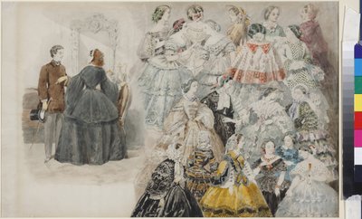 Moda femminile - Moda femminile, di Vasily Semyonovich Sadovnikov (1800-1879), fine anni 1840 da Vasili Semenovich Sadovnikov